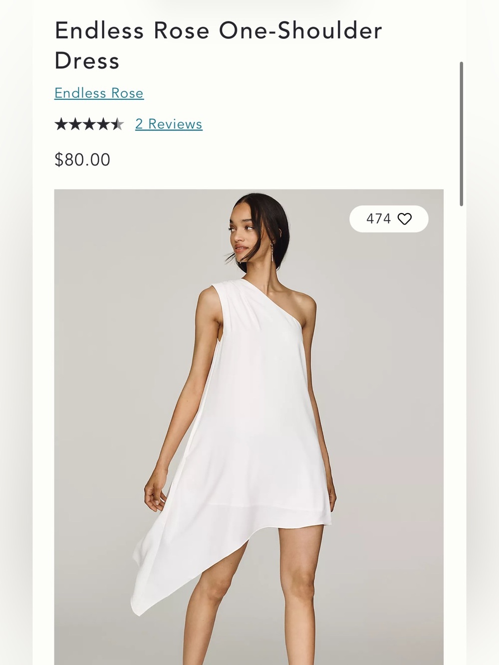 Anthropologie Endless Rose One-Shoulder Asymmetrical Dress